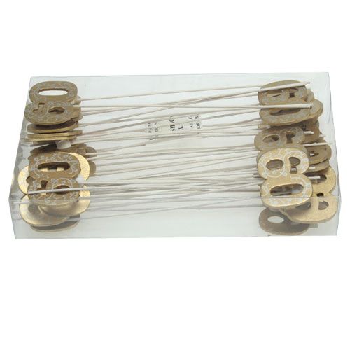 Floristik24 Number "60" to stick wood gold 36pcs