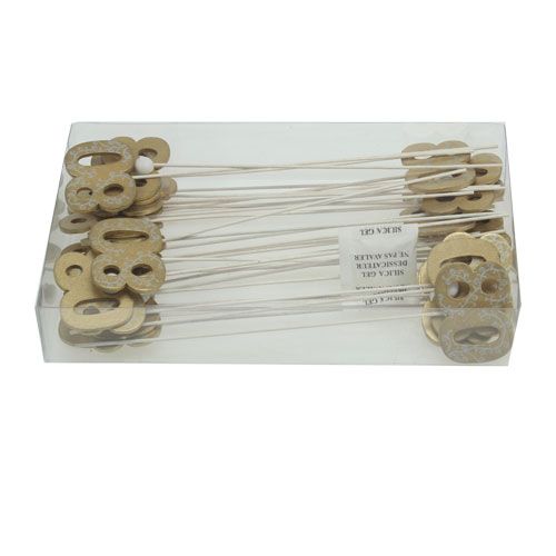 Floristik24 Anniversary number "80" on the stick wood, gold 36 pieces