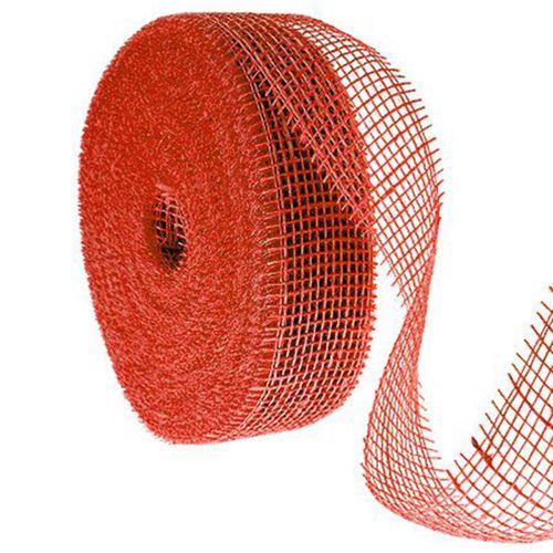 Red jute ribbon, 5cm wide, 40m long buy online | Floristik24.ie