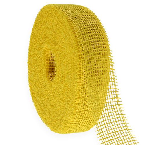 Floristik24 Yellow jute ribbon, 5cm wide, 40m long