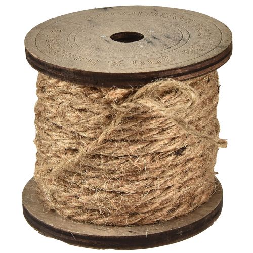 Floristik24 Jute cord decorative cord rustic Ø5mm wooden spool with 7m each 2pcs