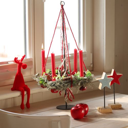 Floristik24 Sitting Moose Shelf Sitter Christmas flocked Red 31cm 3pcs