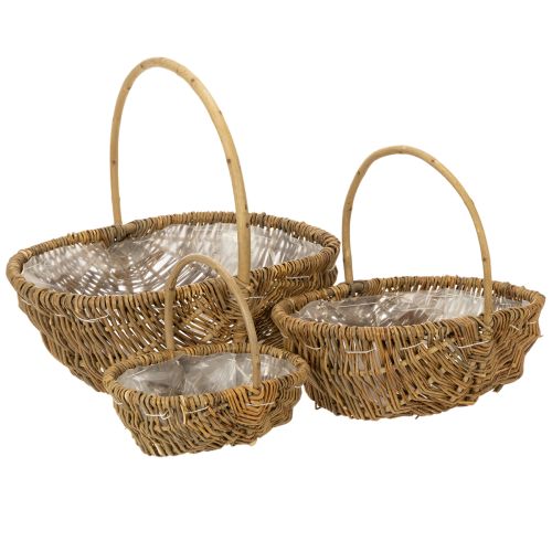 Potato basket 43/33/23cm with foil, natural, set of 3. | Floristik24.ie