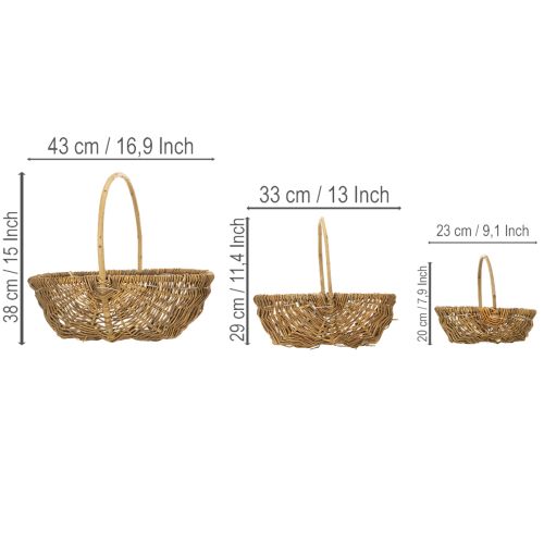 Potato basket 43/33/23cm with foil, natural, set of 3. | Floristik24.ie