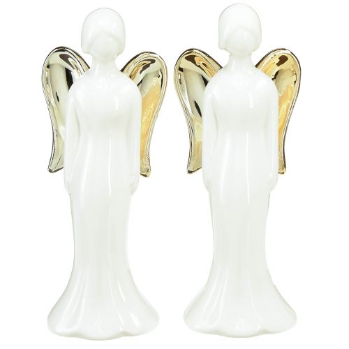 Product Angel figurines ceramic angel white gold 6cmx5cmx15cm 2pcs
