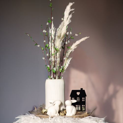 Product Ceramic Vase with Grooves White Ceramic Vase Ø13cm H20cm