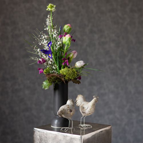 Product Ceramic Vase Black Modern Oval Shape Ø11cm H25.5cm