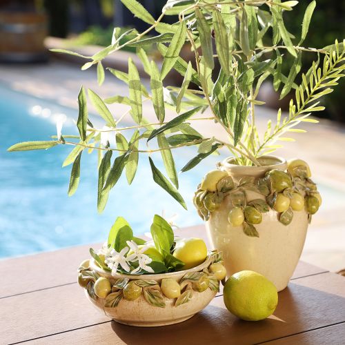 Floristik24 Ceramic Vase Lemon Decoration Mediterranean Green Yellow H19cm