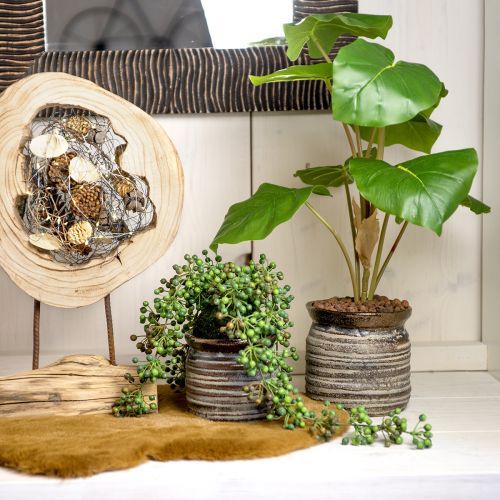 Product Ceramic Pot Planter Decorative Vase Metallic Grey Brown 14×14cm