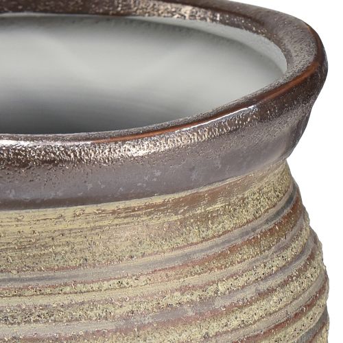 Product Ceramic Pot Planter Decorative Vase Metallic Grey Brown 14×14cm