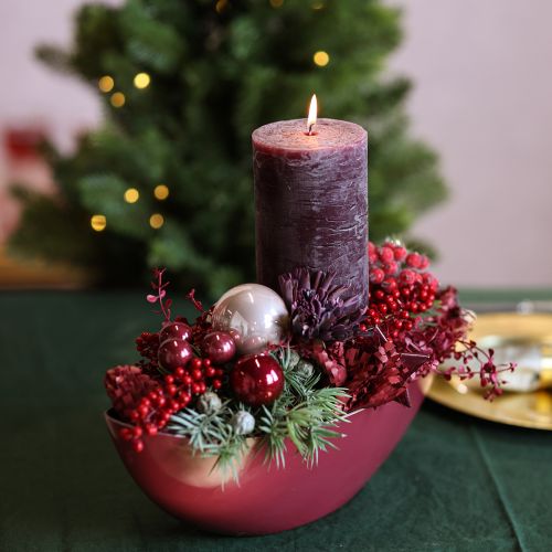 Product Luxury Burgundy Pillar Candles, Set of 2, Solid Color, 85x200mm, for Romantic & Decorative Use