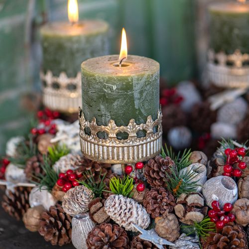 Candle holder Advent wreath antique gold Ø7cm H12cm 4pcs