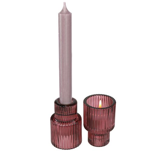 Product Candle holder glass candle holder in Berry H8cm 4 pcs