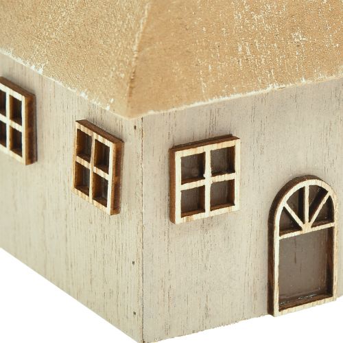 Product Christmas candle holder, wooden house, grey, 9×9×11cm, 2 pieces