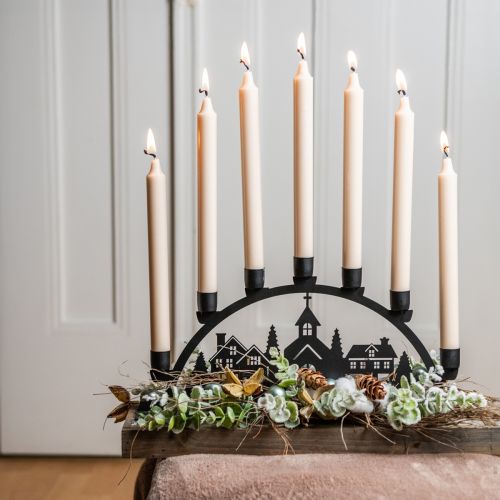 Floristik24 Candle arch light arch black metal 40x6cm H18,5cm