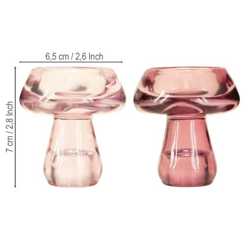 Product Candle holder mushroom tealight holder glass berry Ø6.5cm H7cm 2pcs