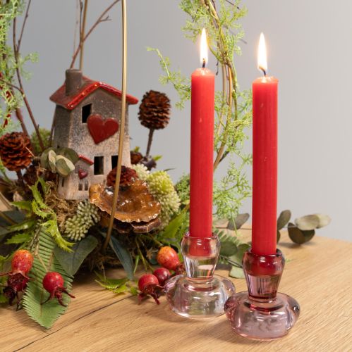 Product Candle holder mushroom tealight holder glass berry Ø6.5cm H7cm 2pcs