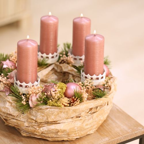 Floristik24 Candle holder white antique Ø7cm H12cm 4pcs