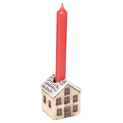 Ceramic candle holder, decorative house with snow for table decoration, 7cm, 2 pieces | Floristik24.ie