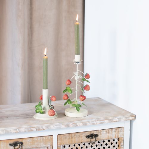 Product Candle holder metal strawberry decoration summer cream H13cm