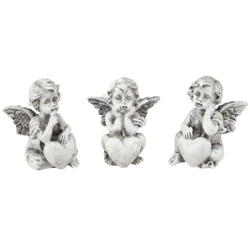 Product Small angel with heart grave decoration figure grey H5.5cm 6 pcs