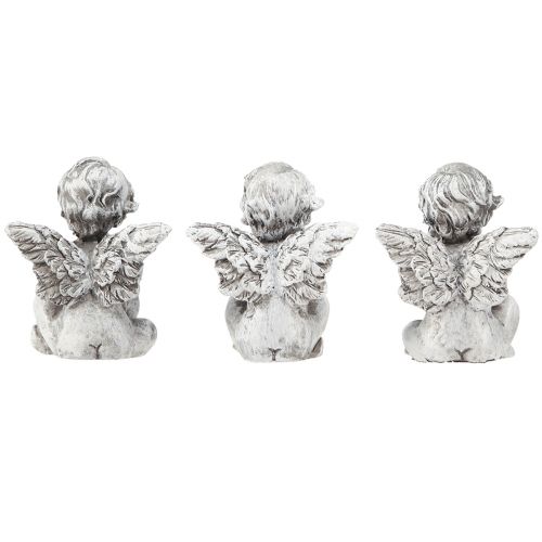 Product Small angel with heart grave decoration figure grey H5.5cm 6 pcs