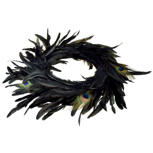 Floristik24 Exquisite Peacock Feather Wreath – Natural Iridescent Colors, 30cm – Luxurious Home and Event Decoration