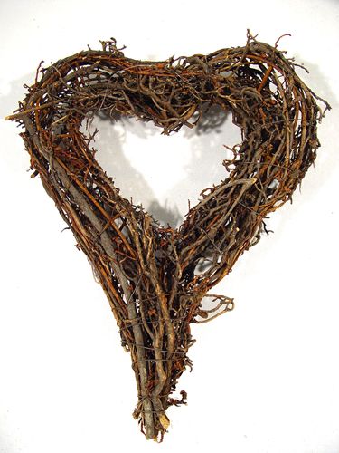 Product Branch wreath in heart shape 20x25cm 4pcs. nature