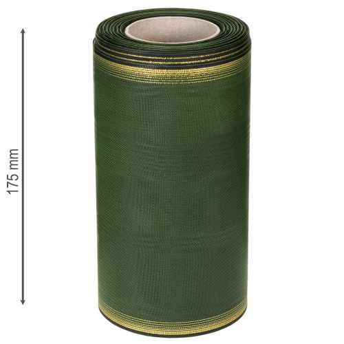 Product Elegant moiré wreath ribbon, 175mm, dark green with pearl edge and taffeta weave for festive occasions