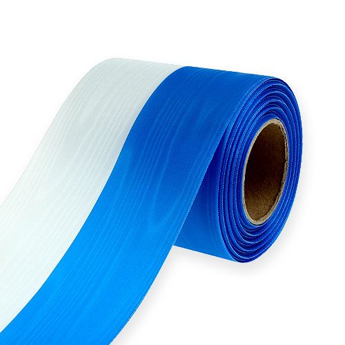 Product Moiré blue and white wreath ribbon, 100mm decorative taffeta ribbon