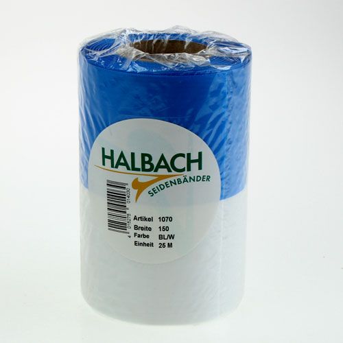 Floristik24 Wreath ribbons Moiré blue-white 150 mm