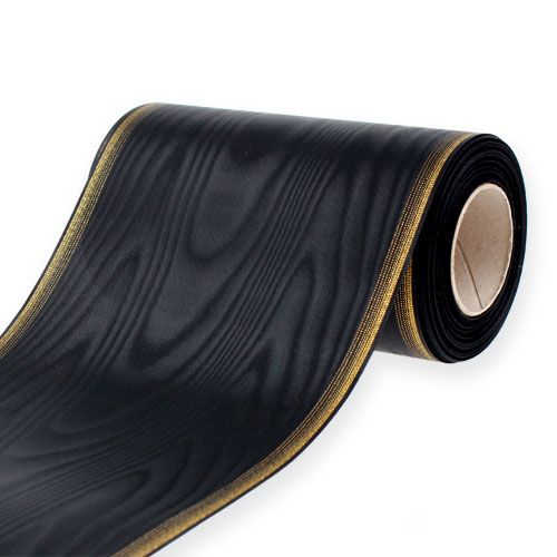 Floristik24 Elegant moiré wreath ribbon, 175mm black with pearl edge and taffeta weave, decorative ribbon for funeral floristry, bow ribbon, 25m