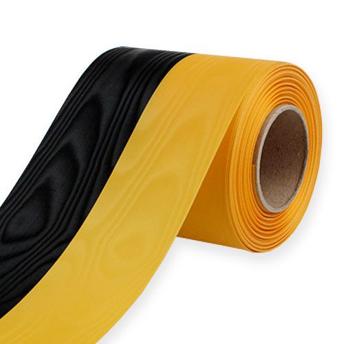 Wreath Ribbons Moiré Yellow-Black 100 mm