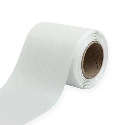 Product White wreath ribbon 100mm x 25m Funeral floristry decoration