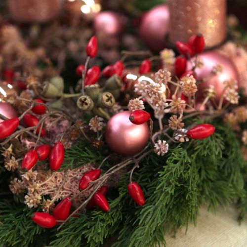 Product Artificial rosehip wreath decoration autumn wreath red Ø50cm