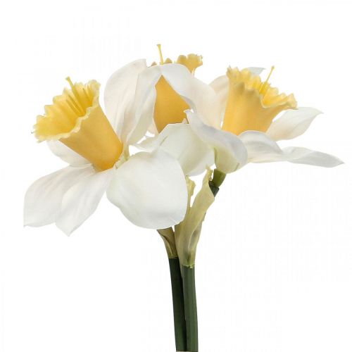 Artificial Daffodil Silk Flowers White Daffodil 40cm 3pcs