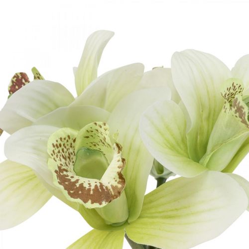 Artificial orchids artificial flowers in vase white/green 28cm
