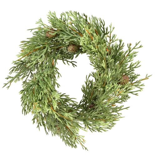 Floristik24 Small artificial fir wreath, green with cones, Ø24cm, Christmas