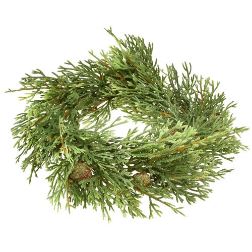 Floristik24 Small artificial fir wreath, green with cones, Ø24cm, Christmas