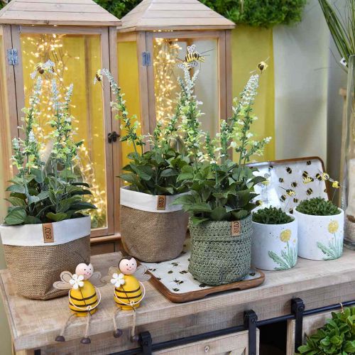 Floristik24 Artificial Lavender Pot Decorative Lavender Silk Flower in White