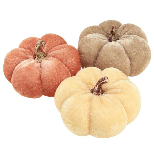 Pumpkin Decoration Fabric Pumpkins Yellow Beige Reddish Brown Ø7cm 9 pcs