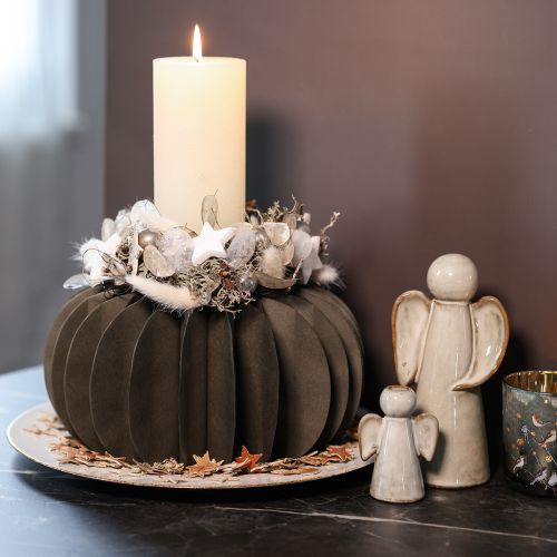 Pumpkin honeycomb paper table decoration, foldable, round, 34cm, 2 pieces | Floristik24.ie