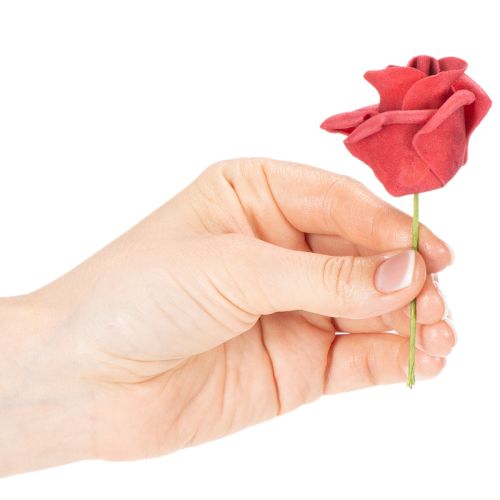 Artificial red rose flower with stem, 5cm, 100 pieces | Floristik24.ie