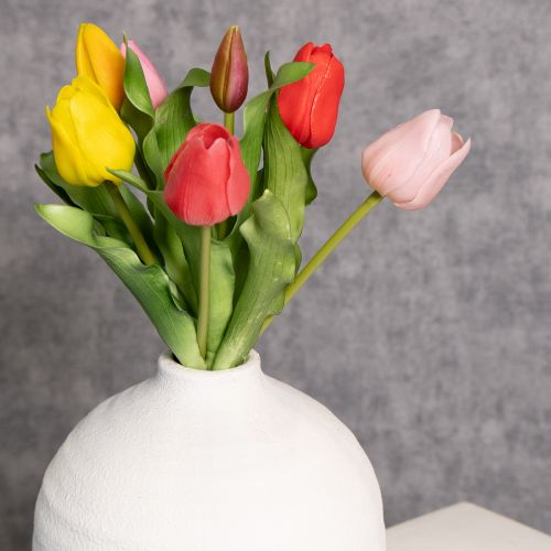 Product Artificial tulip bouquet, colorful, realistic decoration, high quality for home, 43cm, 7 pieces