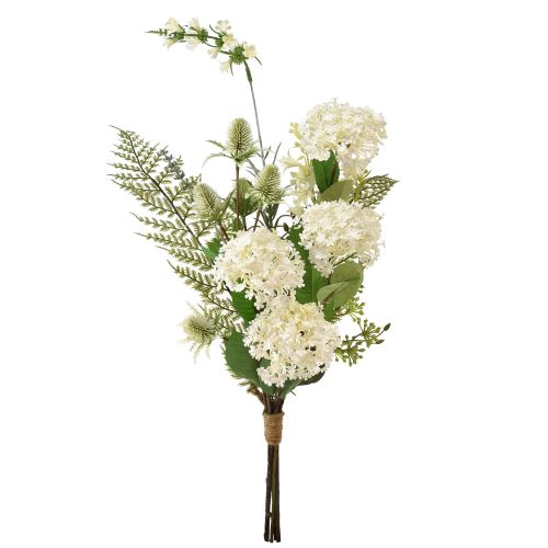 Product Artificial flower bouquet: snowball bush, wild teasel, fern, 65cm - decoration, natural look, easy care