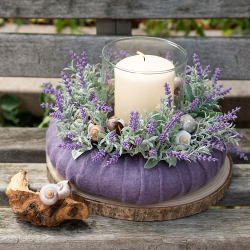 Product Lavender wreath flocked Ø25cm