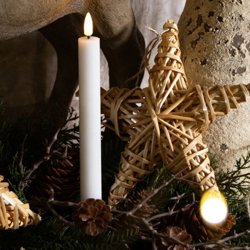 Product LED Candles White Taper Candles Wax Warm White 24.5cm 2 pcs