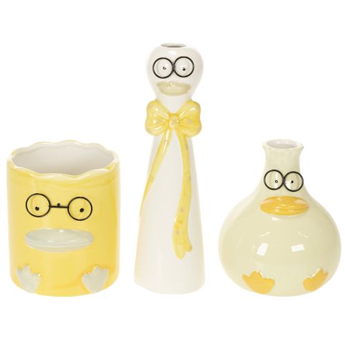 Ceramic Duck Figurines with Glasses – Set of 3 for Spring and Summer Décor, 25cm | Floristik24.ie