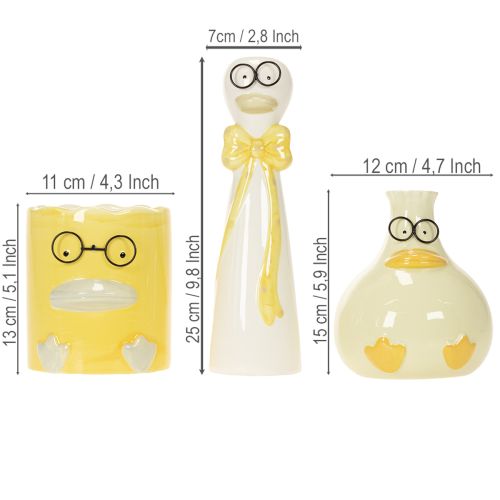 Ceramic Duck Figurines with Glasses – Set of 3 for Spring and Summer Décor, 25cm | Floristik24.ie