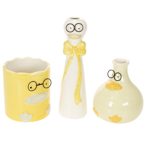Ceramic Duck Figurines with Glasses – Set of 3 for Spring and Summer Décor, 25cm | Floristik24.ie